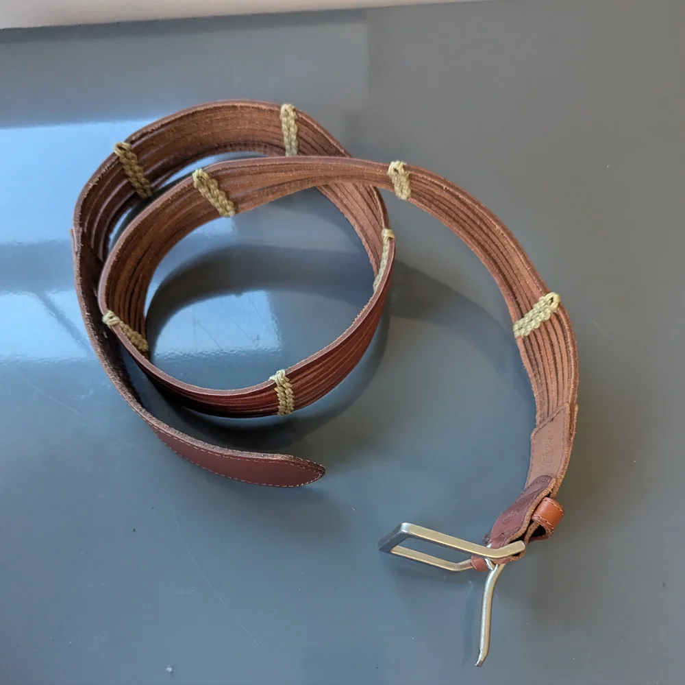 Vintage Talbots Brown Woven Leather Belt Boho Festival‎ Wide Chestnut